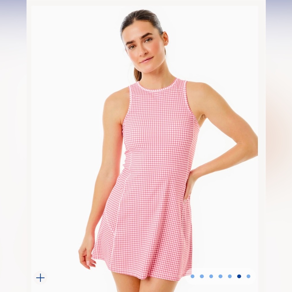 Addison Bay Panama Dress in Guava Gingham - Picture 3 of 7